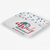 愛国心のある7月4日赤白青アメリカ国旗の星 ペーパープレート (傾斜あり)