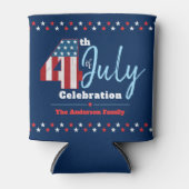 愛国心のある7月4日赤白青アメリカ国旗の星 缶クーラー (正面)