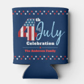 愛国心のある7月4日赤白青アメリカ国旗の星 缶クーラー (裏面)