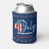 愛国心のある7月4日赤白青アメリカ国旗の星 缶クーラー (缶裏面)