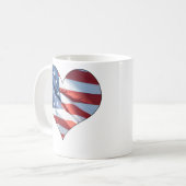 愛国心の形をしたアメリカ国旗 コーヒーマグカップ (正面左)