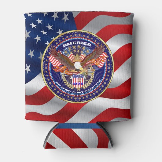 愛国心の薄暗さ。3インチ(直径)、高さ3.75インチ 缶クーラー (正面)