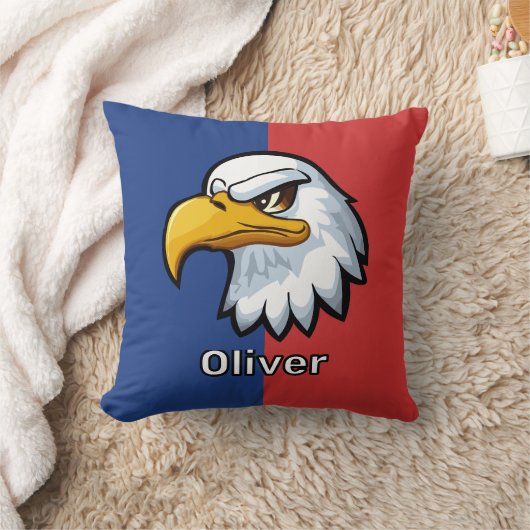 愛国心はっきりしたに満ちた漫画のパーソナライズされた鷲 クッション (ブランケット)