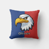 愛国心はっきりしたに満ちた漫画のパーソナライズされた鷲 クッション (正面)