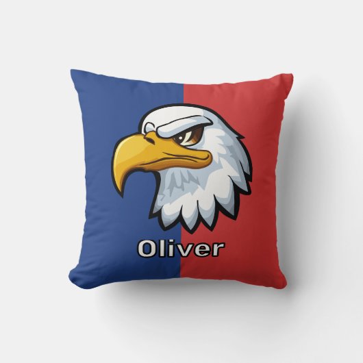 愛国心はっきりしたに満ちた漫画のパーソナライズされた鷲 クッション (正面)
