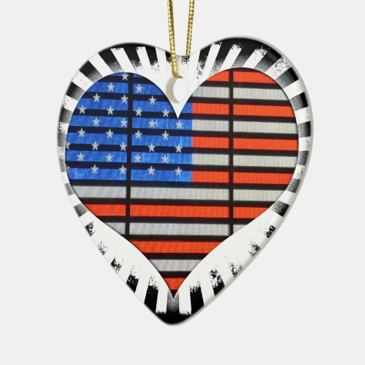 愛国心を描いたアメリカ国旗のネオン セラミックオーナメント (左)