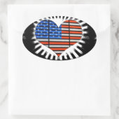 愛国心を描いたアメリカ国旗のネオン 楕円形シール (バッグ)