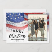 愛国心を漂うアメリカ国旗のクリスマスフォト シーズンカード (正面)