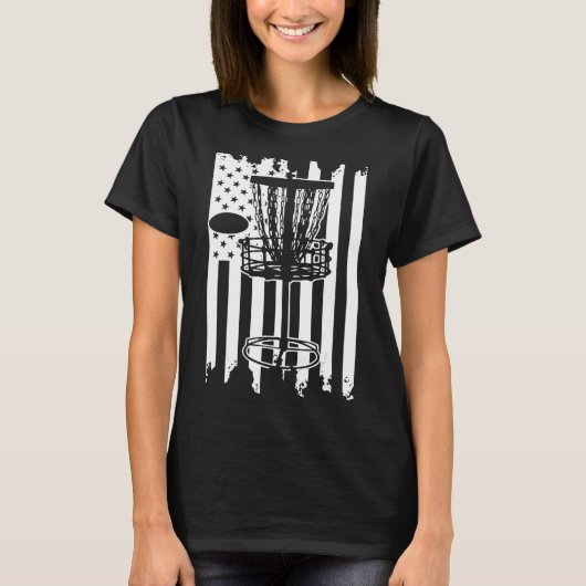 愛国心ディスクゴルフアメリカ国旗 Tシャツ (正面)