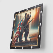 愛国心威厳のあるの強い森を築く スクエア壁時計 (傾斜)