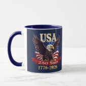 愛国心溢れるアメリカ合衆国250周年 1776-2026 アメリカ国旗 ハクトウワシ マグカップ (左)