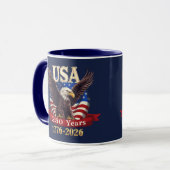 愛国心溢れるアメリカ合衆国250周年 1776-2026 アメリカ国旗 ハクトウワシ マグカップ (正面左)