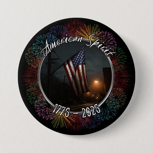愛国心 アメリカ精神 1776 - 2026 フラッグ 缶バッジ (正面)