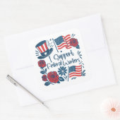 愛国心Iは連邦労働者、従業員を食べ物を与え支援 スクエアシール (封筒)