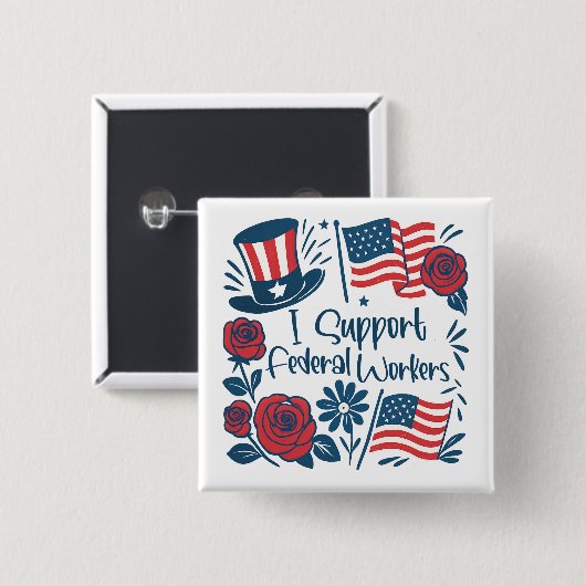 愛国心Iは連邦労働者、従業員を食べ物を与え支援 缶バッジ (正面&裏面)