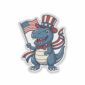 愛国恐竜 ビンテージ ベクターTシャツ デザイン 1 シール (正面)