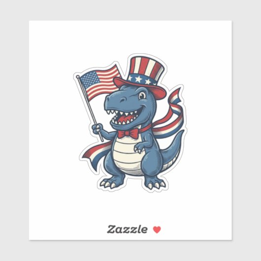 愛国恐竜 ビンテージ ベクターTシャツ デザイン 1 シール (シート)