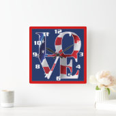 愛国愛アメリカ国旗 スクエア壁時計 (ホーム)