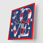 愛国愛アメリカ国旗 スクエア壁時計 (傾斜)