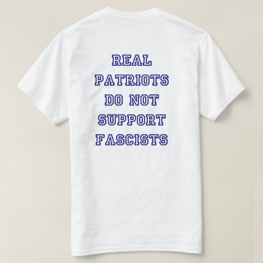 愛国愛国愛国心アンチ – ファシズムの青 Tシャツ (デザイン裏面)