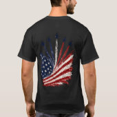 愛国戦闘機 アメリカ国旗 7月4日 Tシャツ (裏面)