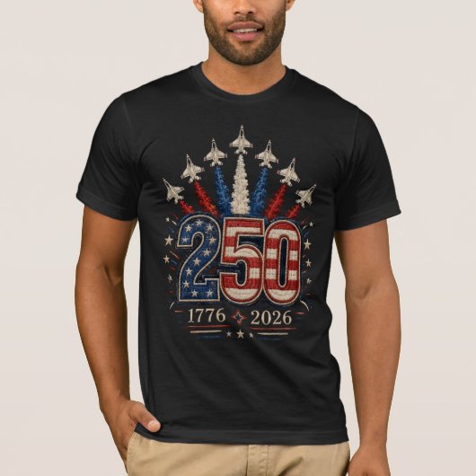 愛国戦闘機 250周年記念 アメリカ グラフィック Tシャツ (正面)