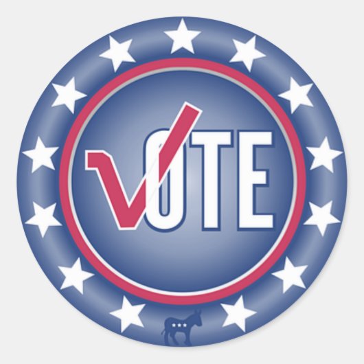 愛国投票の民主党議員ロバのシンボルステッカー ラウンドシール (正面)