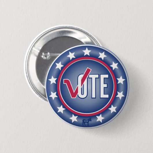 愛国投票の民主党議員ロバのシンボルボタン 缶バッジ (正面&裏面)