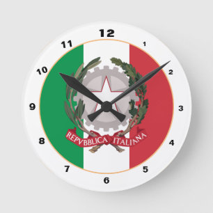 愛国旗イタリアン&イタリアホームスポーツ/デザイン ラウンド壁時計