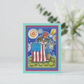 愛国旗愛犬猫マウスかわいおもしろいい  シーズンポストカード (スタンド正面)