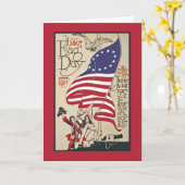 愛国旗日旗ヴィンテージ日旗ポスター カード (黄色い花)