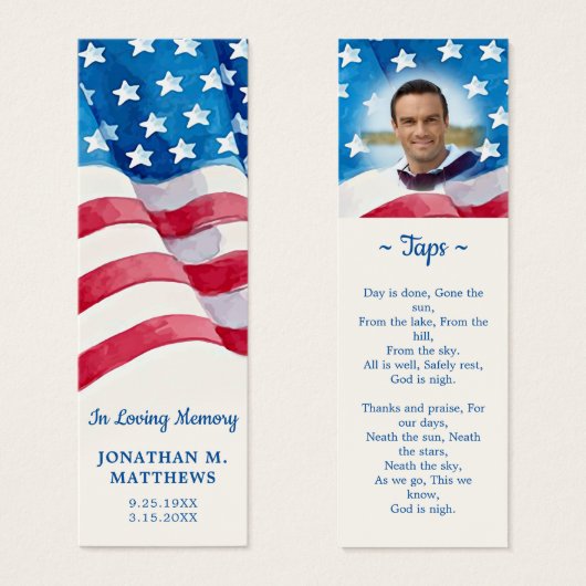 愛国旗退役軍人記念祈りの言葉しおり (正面&裏面)