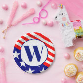 愛国星ストライプ赤白青 ペーパープレート (パーティー)