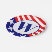 愛国星ストライプ赤白青 ペーパープレート (アングル)