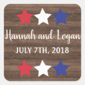 愛国星素朴7月4日シール スクエアシール (正面)