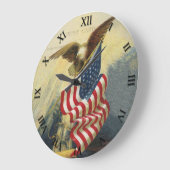 愛国時計 – 鷲と国旗 ラージ壁時計 (傾斜)