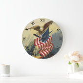 愛国時計 – 鷲と国旗 ラージ壁時計 (ホーム)