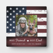 愛国最高の友の最高のパパ軍隊犬の写真 フォトプラーク (正面)