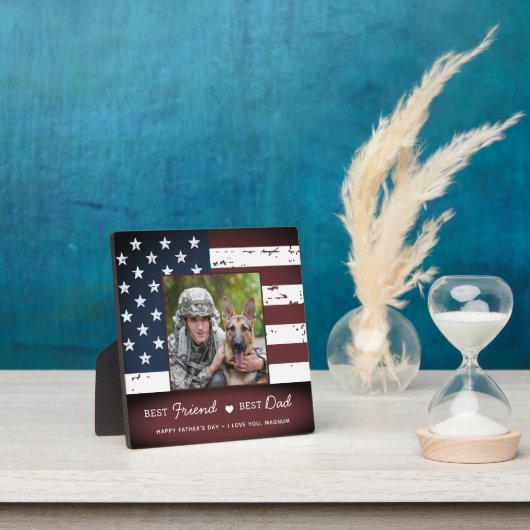 愛国最高の友の最高のパパ軍隊犬の写真 フォトプラーク (インサイチュ)