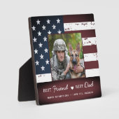 愛国最高の友の最高のパパ軍隊犬の写真 フォトプラーク (正面)