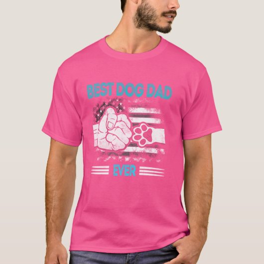 愛国最高の犬パパ絶えおもしろいずアメリカ国旗4t tシャツ (正面)