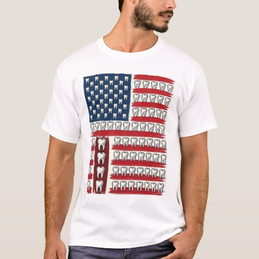 愛国歯科医の歯の旗 Tシャツ (正面)