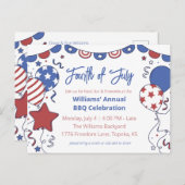 愛国気球7月4日パーティの招待状 ポストカード (正面/裏面)