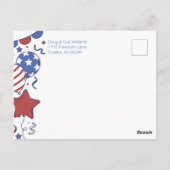 愛国気球7月4日パーティの招待状 ポストカード (裏面)