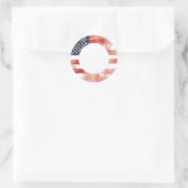 愛国水彩国旗7月4日 ラウンドシール (バッグ)