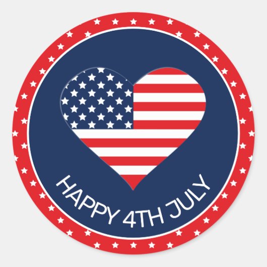 愛国海軍ブルー,アメリカ国旗のハート7月4日 ラウンドシール (正面)