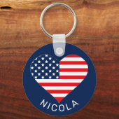 愛国海軍ブルー,アメリカ国旗のハート キーホルダー (正面)