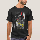 愛国消防士アメリカ合衆国アメリカ国旗Fireman Fi Tシャツ (正面)