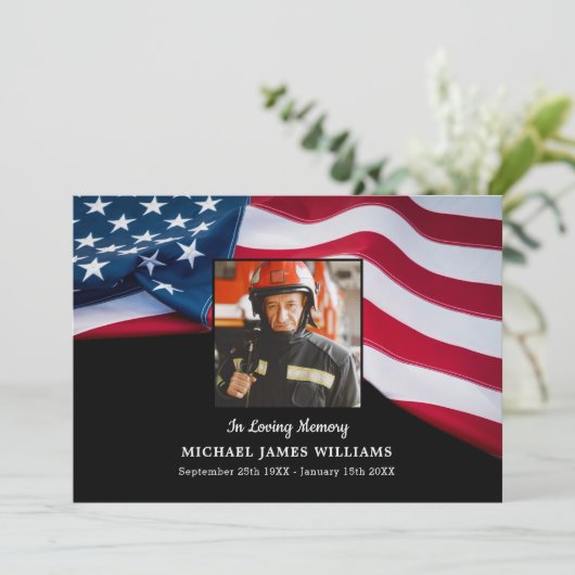 愛国消防士記念アメリカ国旗の葬儀 サンキューカード (スタンド正面)