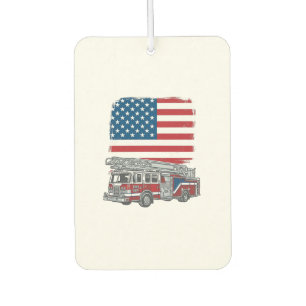 愛国消防車アメリカ国旗ビンテージTシャツ_1 カーエアーフレッシュナー